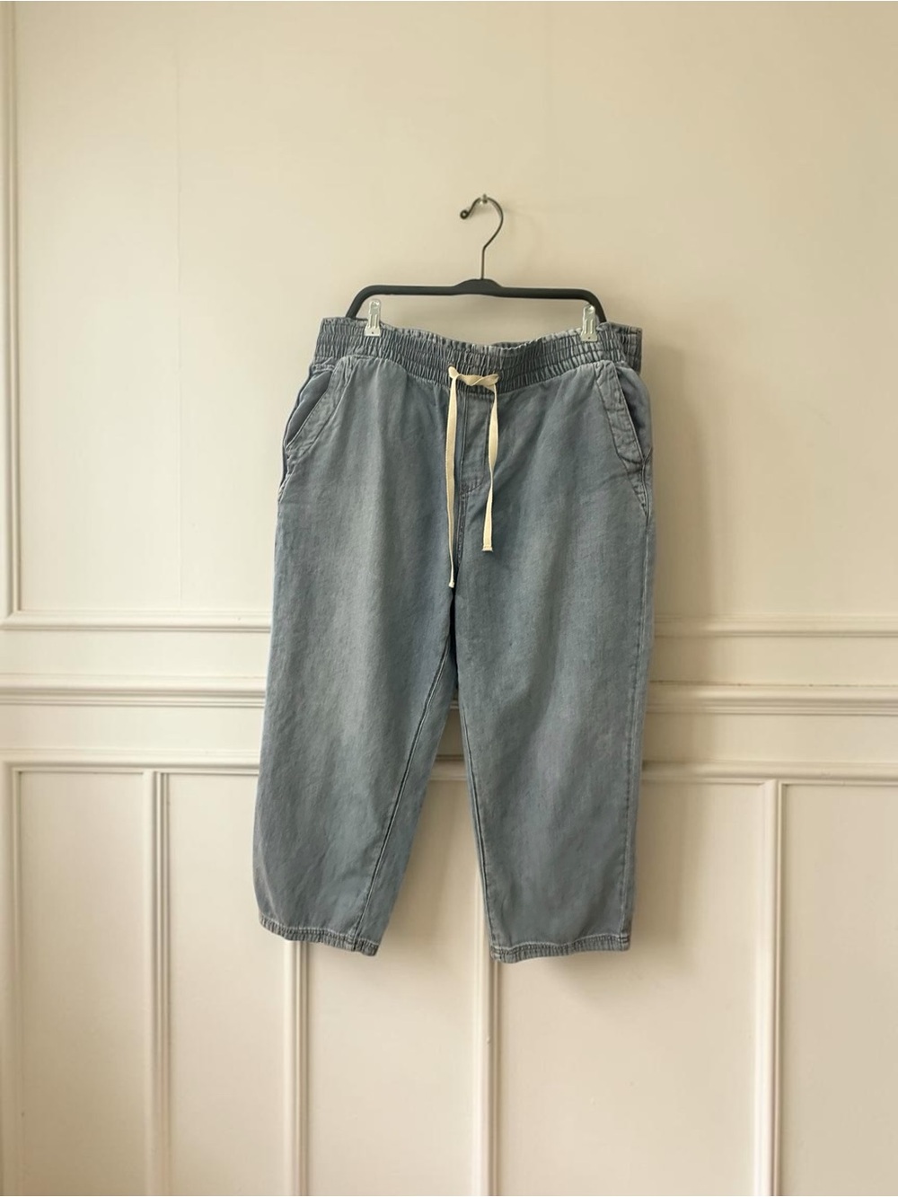 Kensie Denim Chambray High Rise Wide Leg Pants. Size : XXL
